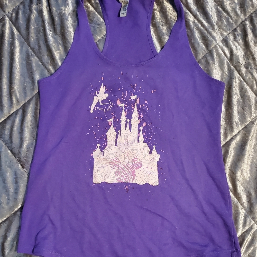 Disney Castle purple tank top with Tinkerbell